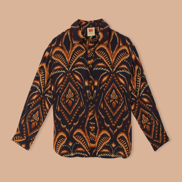 Farm Rio Blue Pineapple Ikat Shirt - Picture 10 of 10